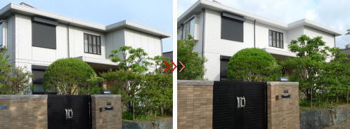 コクリート住宅のガイナによる外壁塗装と防水保護塗装工事　施工前と施工後.jpg