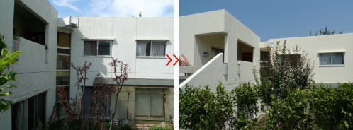 K様邸外壁ガイナ・屋上遮熱改修　施工前と施工後